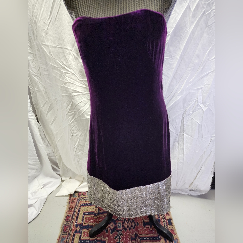 Vintage Eggplant Badgley Mischka Velvet Minidress